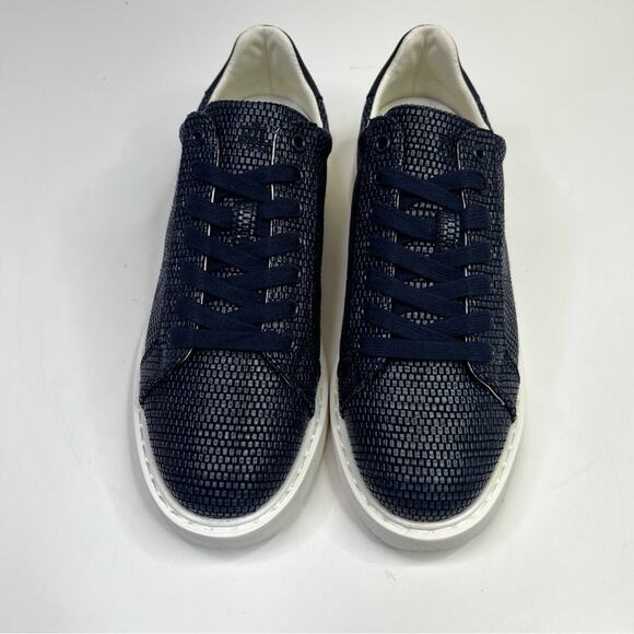 Lauren Ralph Lauren Angeline IV Leather Trim Straw sneakers navy blue - 8.5 - Picture 4 of 10